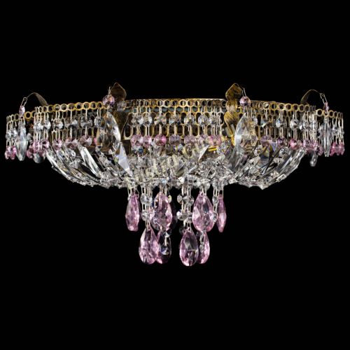 Люстра Камея №4 под бронзу розовая в Кирове Гусь Хрустальный