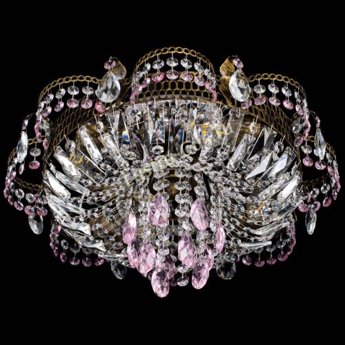 Люстра Камея №4 под бронзу розовая в Кирове Гусь Хрустальный