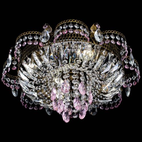 Люстра Камея №4 под бронзу розовая в Кирове Гусь Хрустальный