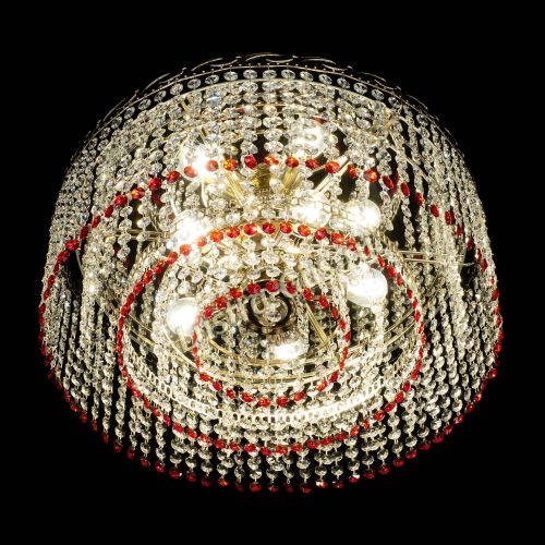 Люстра Капель оптикон №2 красная в Кирове Гусь Хрустальный