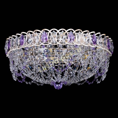 Люстра Каскад Ажур Фиолетовая белая в Кирове Гусь Хрустальный