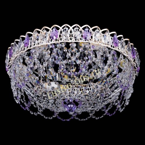 Люстра Каскад Ажур Фиолетовая белая в Кирове Гусь Хрустальный