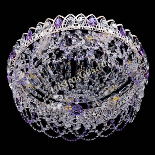 Люстра Каскад Ажур Фиолетовая белая в Кирове Гусь Хрустальный