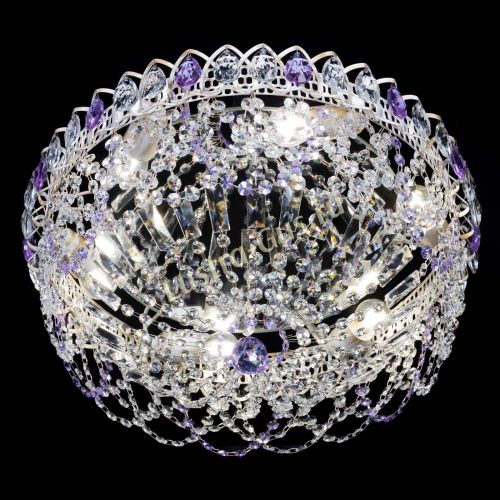 Люстра Каскад Ажур Фиолетовая белая в Кирове Гусь Хрустальный