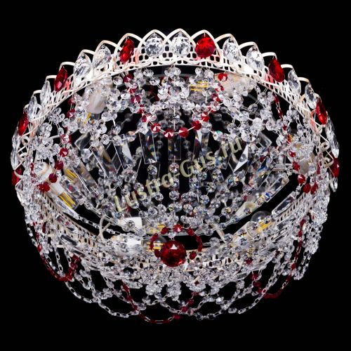 Люстра Каскад Ажур Красная белая в Кирове Гусь Хрустальный