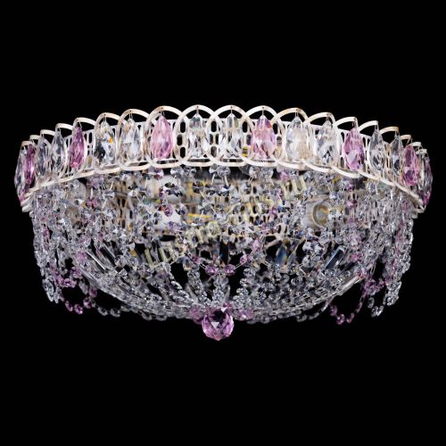 Люстра Каскад Ажур Розовая белая в Кирове Гусь Хрустальный