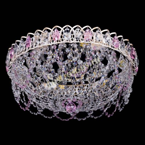 Люстра Каскад Ажур Розовая белая в Кирове Гусь Хрустальный