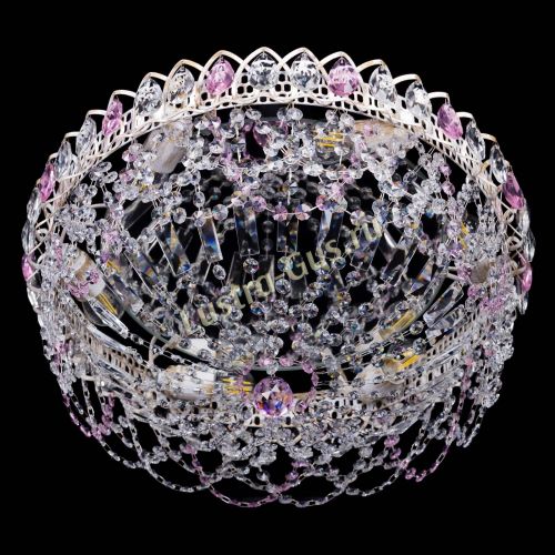 Люстра Каскад Ажур Розовая белая в Кирове Гусь Хрустальный