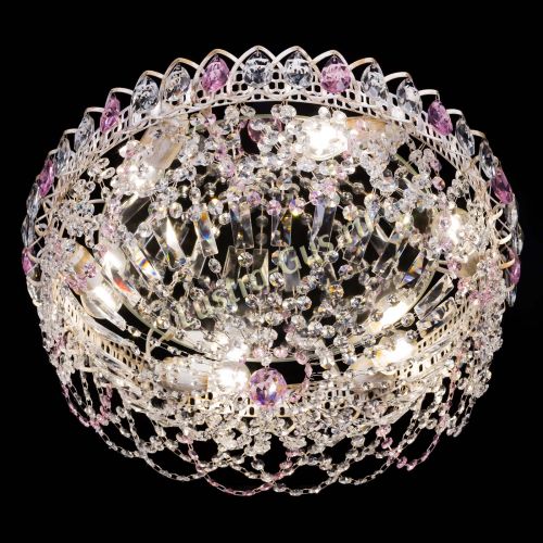 Люстра Каскад Ажур Розовая белая в Кирове Гусь Хрустальный