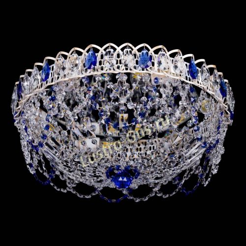 Люстра Каскад Ажур Синяя белая в Кирове Гусь Хрустальный