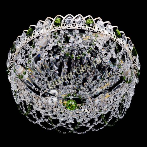 Люстра Каскад Ажур Зеленая белая в Кирове Гусь Хрустальный