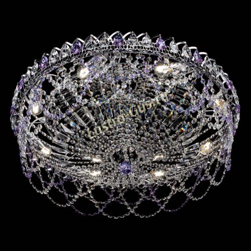 Люстра Каскад Ажур 700 мм фиолетовый в Кирове Гусь Хрустальный