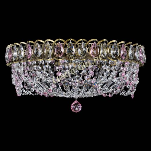 Люстра Хрустальный Каскад Ажур под бронзу Розовая в Кирове Гусь Хрустальный