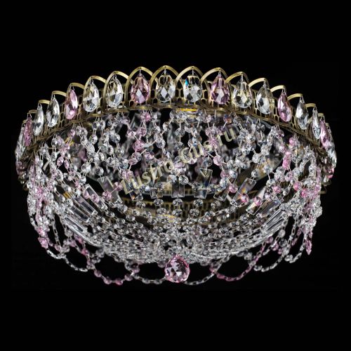 Люстра Хрустальный Каскад Ажур под бронзу Розовая в Кирове Гусь Хрустальный