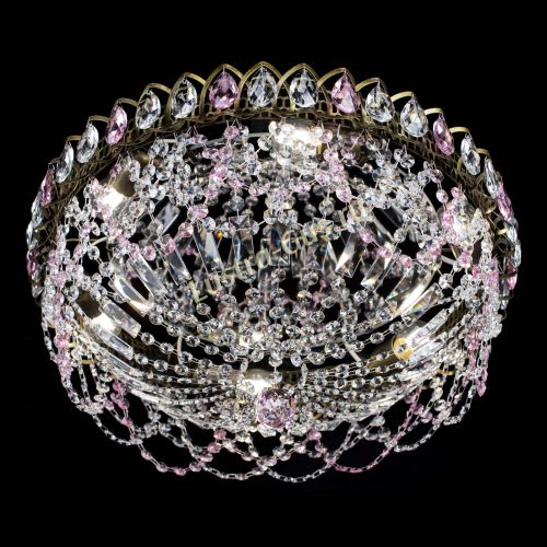 Люстра Хрустальный Каскад Ажур под бронзу Розовая в Кирове Гусь Хрустальный