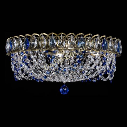 Люстра Хрустальный Каскад Ажур под бронзу Синяя в Кирове Гусь Хрустальный