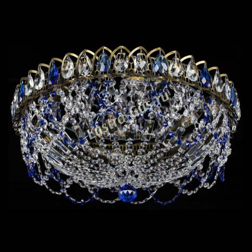 Люстра Хрустальный Каскад Ажур под бронзу Синяя в Кирове Гусь Хрустальный