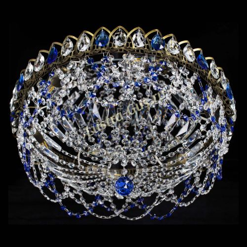 Люстра Хрустальный Каскад Ажур под бронзу Синяя в Кирове Гусь Хрустальный