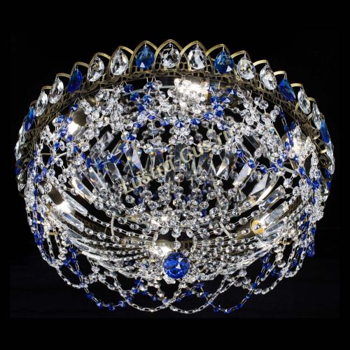 Люстра Хрустальный Каскад Ажур под бронзу Синяя в Кирове Гусь Хрустальный