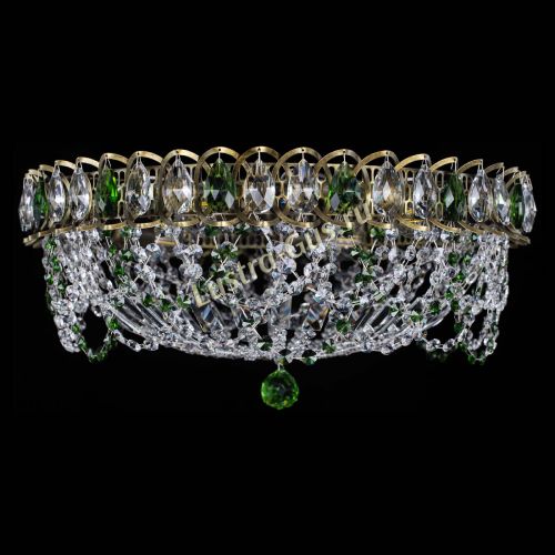 Люстра Хрустальный Каскад Ажур под бронзу Зеленая в Кирове Гусь Хрустальный