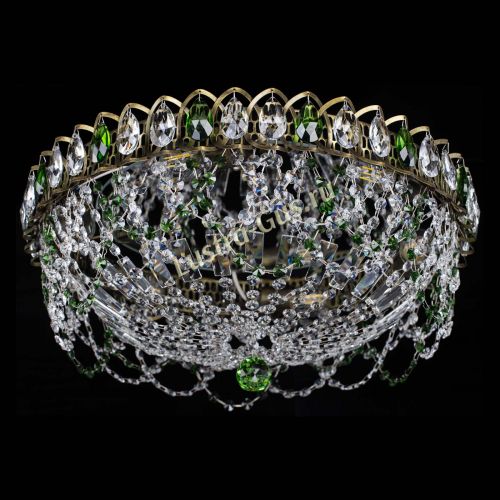 Люстра Хрустальный Каскад Ажур под бронзу Зеленая в Кирове Гусь Хрустальный