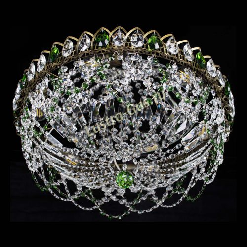 Люстра Хрустальный Каскад Ажур под бронзу Зеленая в Кирове Гусь Хрустальный