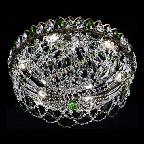 Люстра Хрустальный Каскад Ажур под бронзу Зеленая в Кирове Гусь Хрустальный