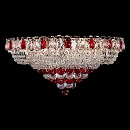 Люстра Кольцо пирамида шар 40 мм красная в Кирове Гусь Хрустальный