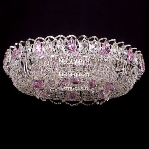 Люстра Кольцо Снежинка розовая в Кирове Гусь Хрустальный