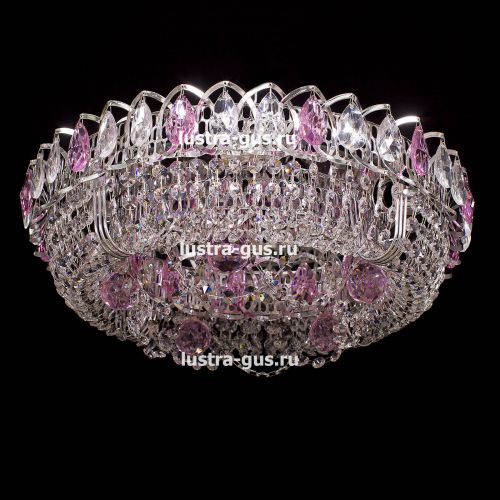 Люстра Кольцо Снежинка розовая в Кирове Гусь Хрустальный