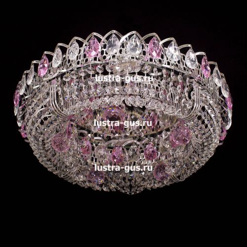 Люстра Кольцо Снежинка розовая в Кирове Гусь Хрустальный