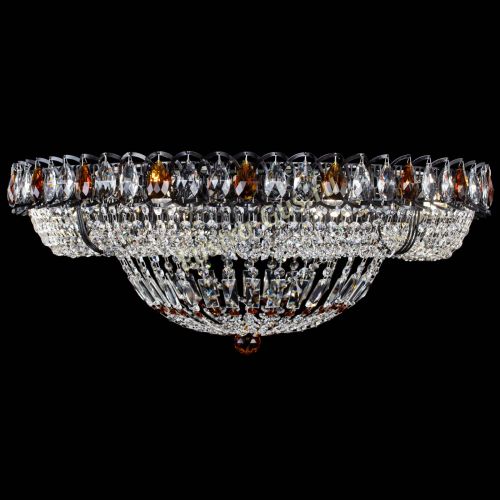 Люстра Кольцо Классика №8 Черная с чайными подвесками в Кирове Гусь Хрустальный