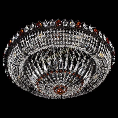 Люстра Кольцо Классика №8 Черная с чайными подвесками в Кирове Гусь Хрустальный