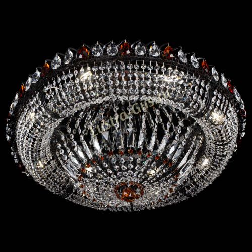 Люстра Кольцо Классика №8 Черная с чайными подвесками в Кирове Гусь Хрустальный