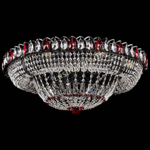 Люстра Кольцо Классика №8 Черная с красными подвесками в Кирове Гусь Хрустальный