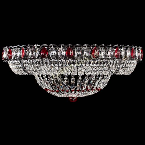 Люстра Кольцо Классика №8 Черная с красными подвесками в Кирове Гусь Хрустальный
