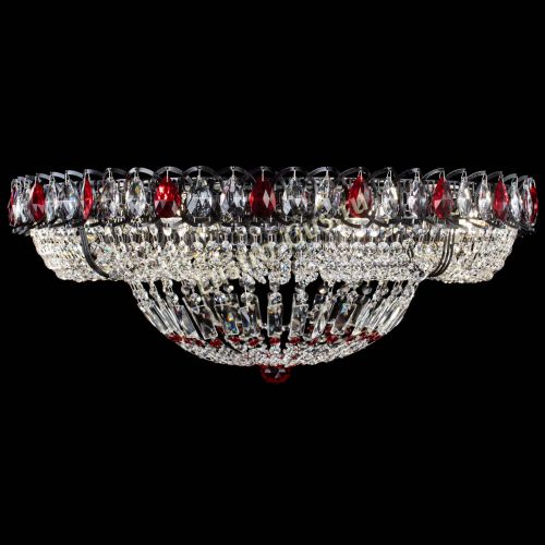 Люстра Кольцо Классика №8 Черная с красными подвесками в Кирове Гусь Хрустальный