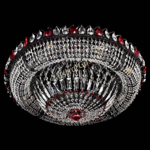 Люстра Кольцо Классика №8 Черная с красными подвесками в Кирове Гусь Хрустальный