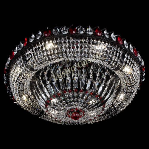 Люстра Кольцо Классика №8 Черная с красными подвесками в Кирове Гусь Хрустальный