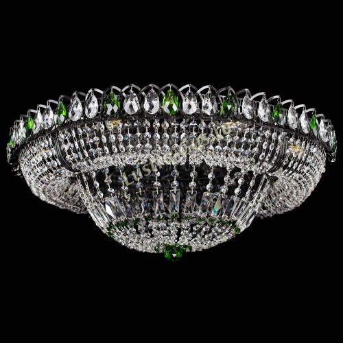 Люстра Кольцо Классика №8 Черная с зелеными подвесками в Кирове Гусь Хрустальный