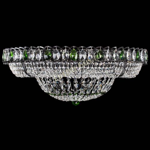 Люстра Кольцо Классика №8 Черная с зелеными подвесками в Кирове Гусь Хрустальный