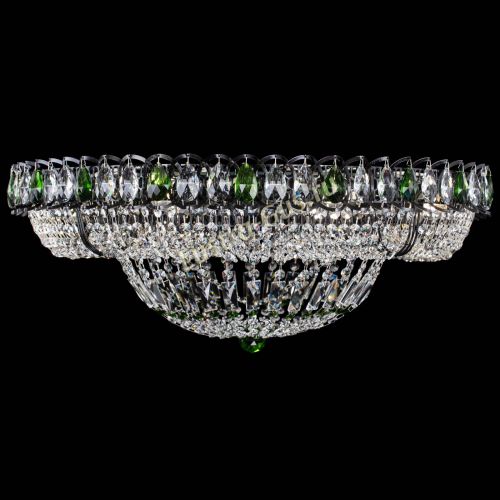 Люстра Кольцо Классика №8 Черная с зелеными подвесками в Кирове Гусь Хрустальный