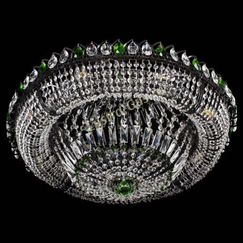 Люстра Кольцо Классика №8 Черная с зелеными подвесками в Кирове Гусь Хрустальный