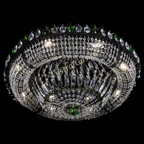 Люстра Кольцо Классика №8 Черная с зелеными подвесками в Кирове Гусь Хрустальный