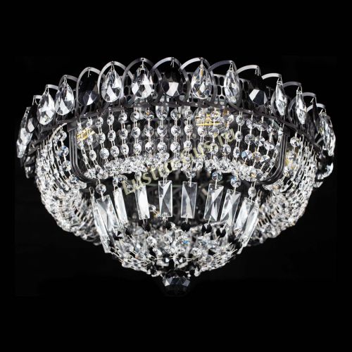 Люстра Кольцо Классика Черная с черными подвесками в Кирове Гусь Хрустальный