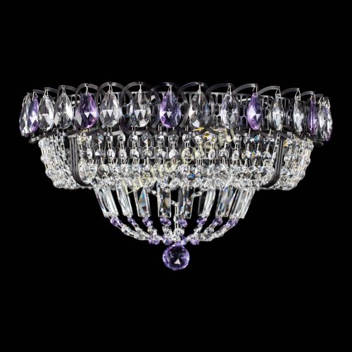 Люстра Кольцо Классика Черная с фиолетовыми подвесками в Кирове Гусь Хрустальный