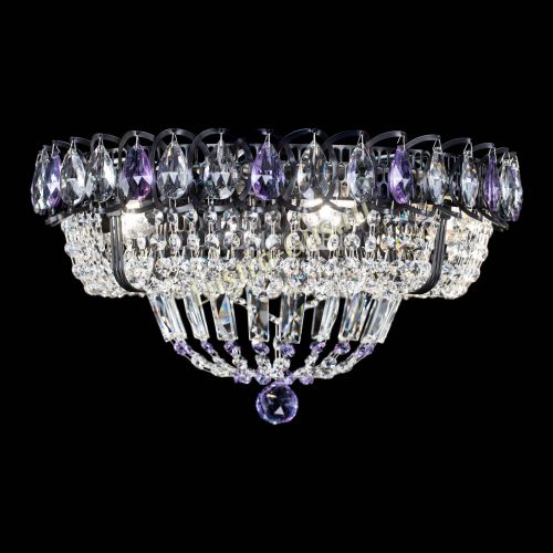 Люстра Кольцо Классика Черная с фиолетовыми подвесками в Кирове Гусь Хрустальный