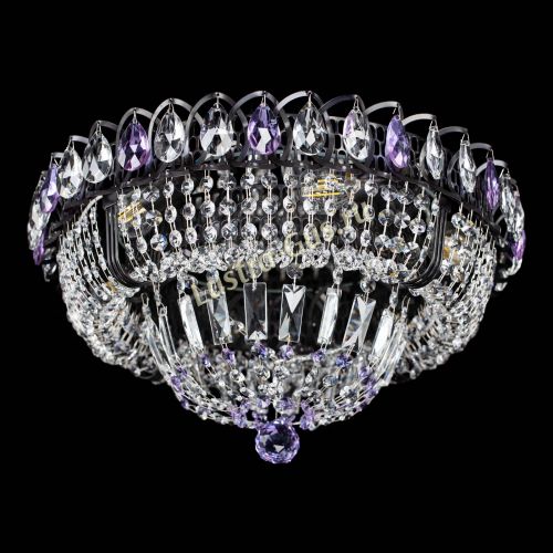 Люстра Кольцо Классика Черная с фиолетовыми подвесками в Кирове Гусь Хрустальный