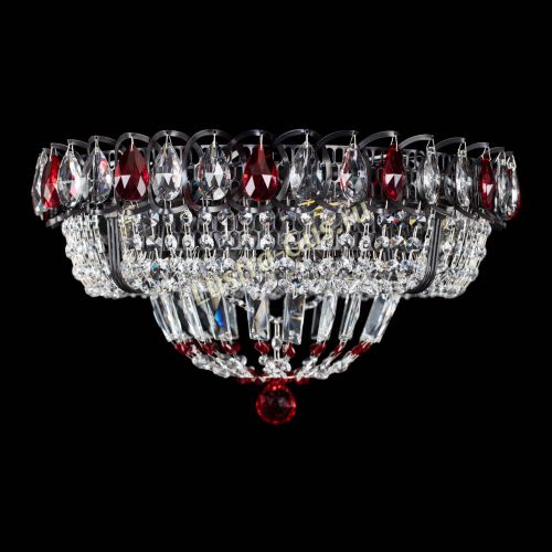 Люстра Кольцо Классика Черная с красными подвесками в Кирове Гусь Хрустальный