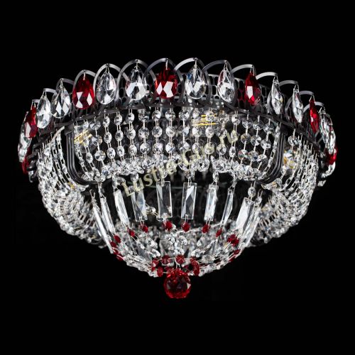 Люстра Кольцо Классика Черная с красными подвесками в Кирове Гусь Хрустальный